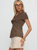 Life Begins Short Sleeve Top Brown Stripe