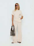 Calisse Knit Wide Leg Pants Beige