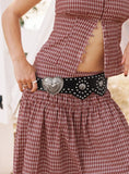 Outta Town Heart Buckle Belt Black Silver