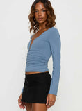 Lesa Bust Detail Long Sleeve Top Blue