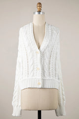 Chilton White Cable Knit Cardigan Sweater
