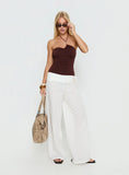 Meda Bead Detail Ruched Bodysuit Brown