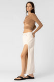 Santa Monica Ecru Denim Slit Maxi Skirt