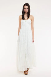 Willow White Clip Dot Strapless Maxi Dress