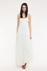 Willow White Clip Dot Strapless Maxi Dress