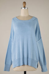 Coffee Date Light Blue Oversized Sweater