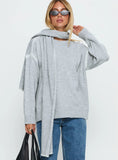 Keriana Contrast Stitch Knit Sweater Grey White