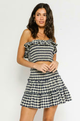 Take Me With You Navy Gingham Two Piece Dress