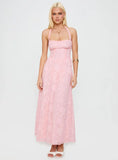 Fransiska Burnout Halter Maxi Dress Pink