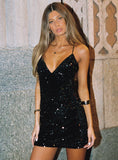 Charlette Sparkle Mini Dress Black
