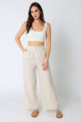 Hamptons Khaki Wide Leg Pants