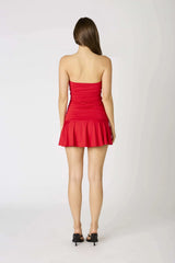Gabbie Red Strapless Ruched Mini Dress