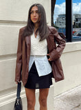 Morrison Faux Leather Blazer Brown