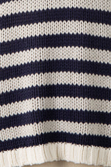 Lia Denim Stripe Oversized V Neck Sweater Top