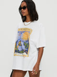 Tarot Card Oversized Graphic Top White Multi