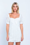 Tory White Eyelet Puff Sleeve Mini Dress