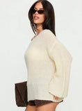 Delyn Off Shoulder Slouchy Knit Sweater Cream