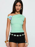 Flowers Grow One Shoulder Top Sage