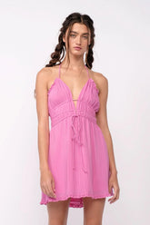 Kristen Pink Halter Mini Dress