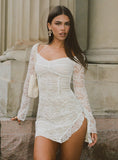 Aubriella Long Sleeve Lace Mini Dress White