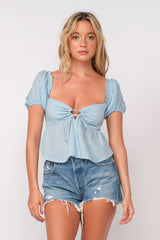 Heidi Light Blue Puff Sleeve Top