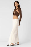 Camille Cream Denim Low Rise Maxi Skirt