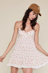 Macie Coral Floral Babydoll Mini Dress