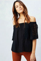 Bungalow Black Off the Shoulder Top