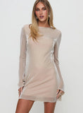 Supanova Long Sleeve Mini Dress Champagne