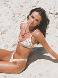 Love Letters High Cut Cheeky Bikini Bottoms White Red