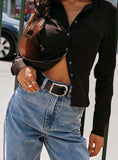 Breslin Belt Black Silver