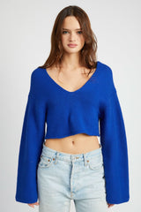 Fall Feels Blue Cropped Sweater