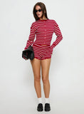 Dollhouse Knit Shorts Crimson Stripe