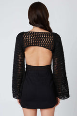 Savannah Black Crochet Shrug