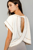 Bree Cream Open Back Tee
