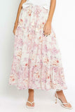 Daphne Ivory Floral Print Ruffle Midi Skirt