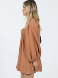 Lets Dance Mini Long Sleeve Dress Rust