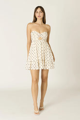 Argie Cream and Black Polka Dot Strapless Romper