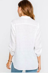 Just In Time White Roll Tab Sleeve Top