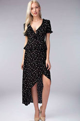 Becca Black Floral Two Piece Midi Dress