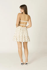 Argie Cream and Black Polka Dot Strapless Romper