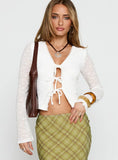 Like An Angel Long Sleeve Tie Up Top White