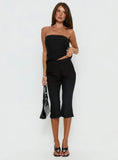 Isalyn Tailored Capri Pants Black Pinstripe