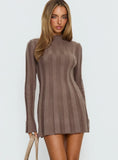 Carlee Rib Long Sleeve Mini Dress Mocha