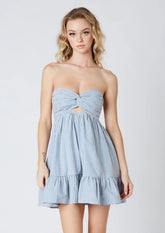 Argie Blue Gingham Strapless Romper