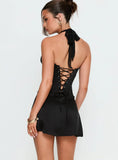 Evalana Halter Corset Mini Dress Black