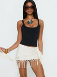 Winita Macrame Tassel Mini Skirt Cream