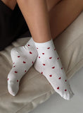 Sweet Heart Socks White Red