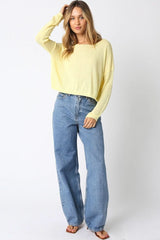Micah Yellow Cropped Knit Sweater
