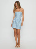 Heaven Sent Strapless Mini Dress Blue